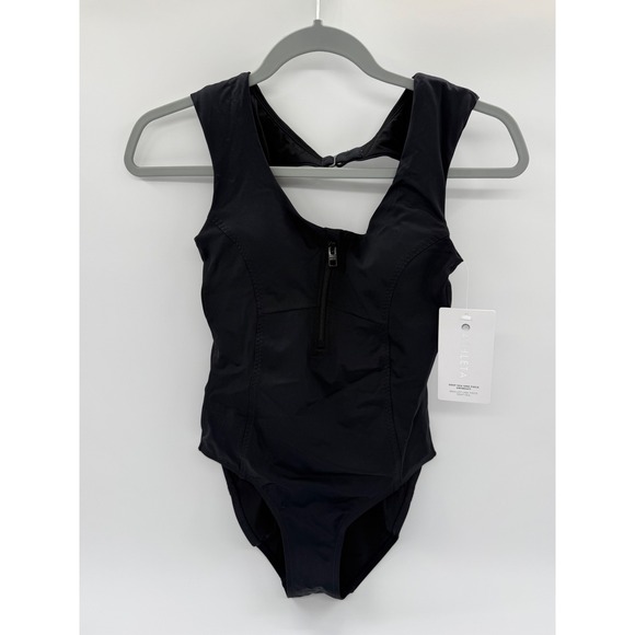 Athleta Other - Athleta Deep Sea One Piece‎ Swimsuit Black Front Zip Open Back XXS